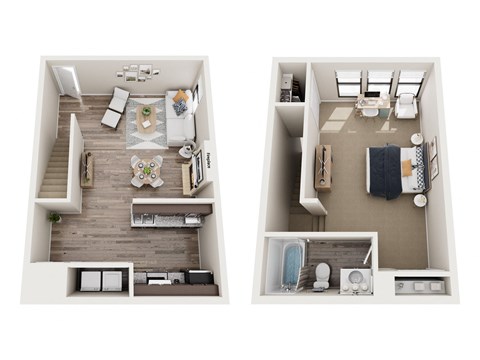 Floor plan for 1 bed, 1 bath, 766 sqft